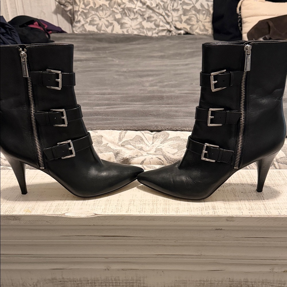 Michael Kors Black Heeled Boots with Buckles